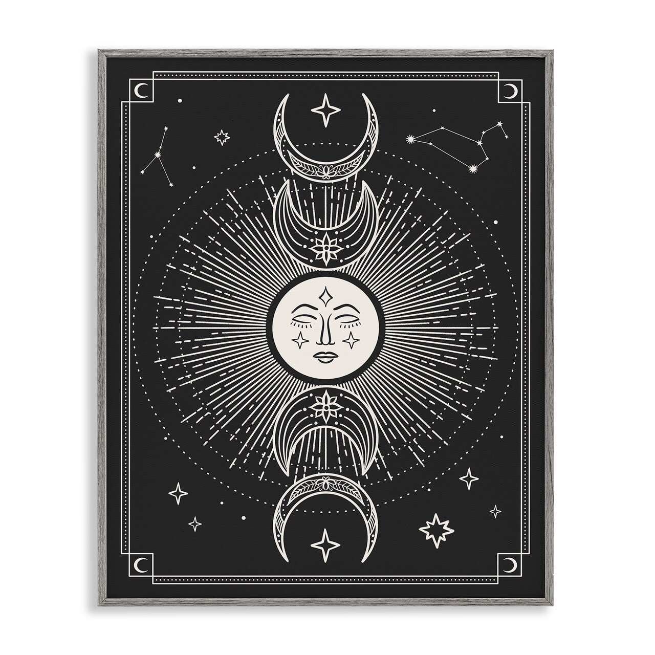 Stupell Industries Moon Cycle Pattern Framed Giclee Wall Art Design by JJ Design House LLC